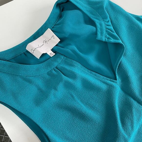 Charles Henry Dress Womens Medium Petite Blue Tiered Hem High Low Shift Mini - Picture 8 of 8